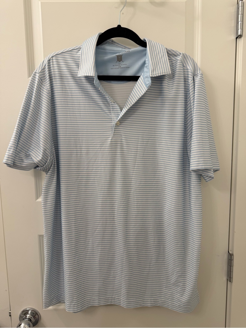Hickory Freeman Men's Light Blue Striped Polo Shirt